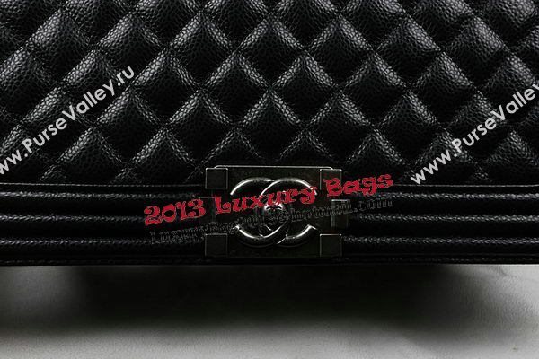 Boy Chanel Flap Bags Original Black Cannage Pattern A67088 Silver