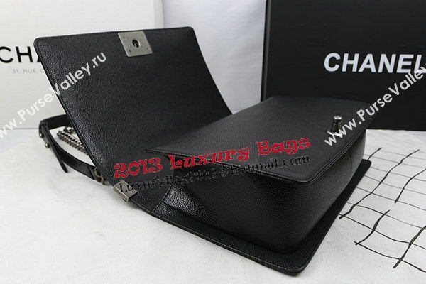 Boy Chanel Flap Bags Original Black Cannage Pattern A67088 Silver