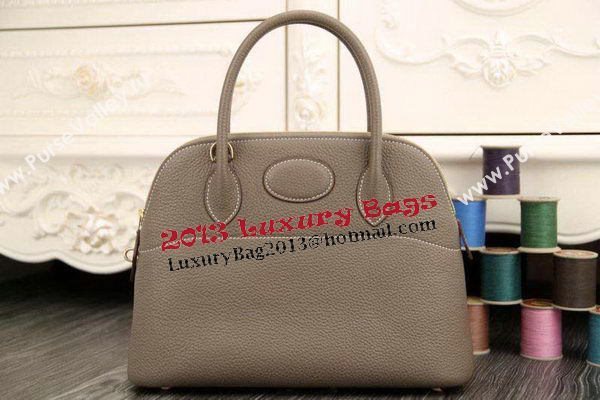 Hermes Bolide 31CM Original Leather Tote Bag Grey