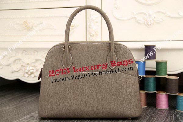 Hermes Bolide 31CM Original Leather Tote Bag Grey