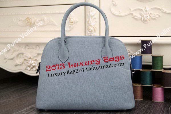 Hermes Bolide 31CM Original Leather Tote Bag SkyBlue