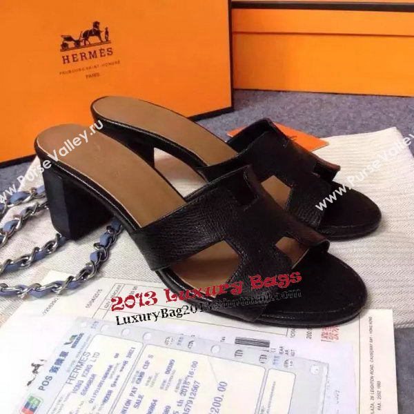 Hermes Sandals Togo Leather HO0471 Black