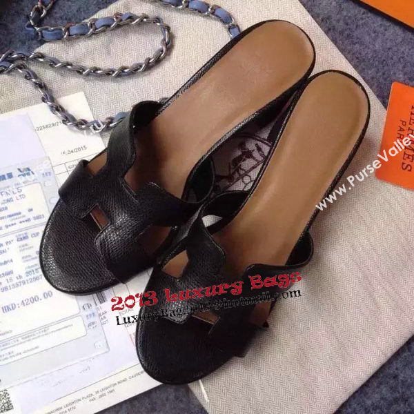 Hermes Sandals Togo Leather HO0471 Black