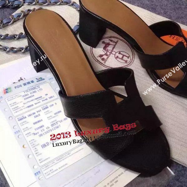 Hermes Sandals Togo Leather HO0471 Black