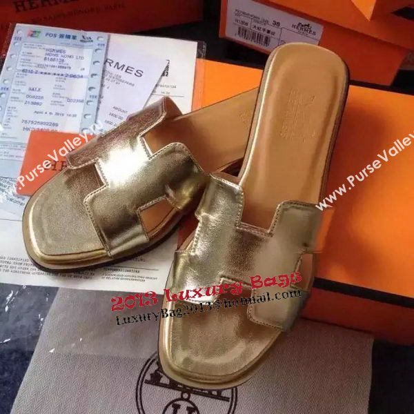 Hermes Slipper Calfskin Leather HO0476 Gold