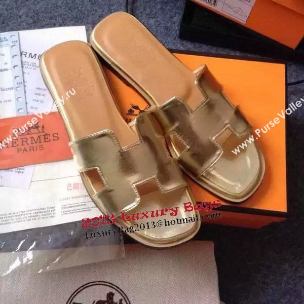 Hermes Slipper Calfskin Leather HO0476 Gold