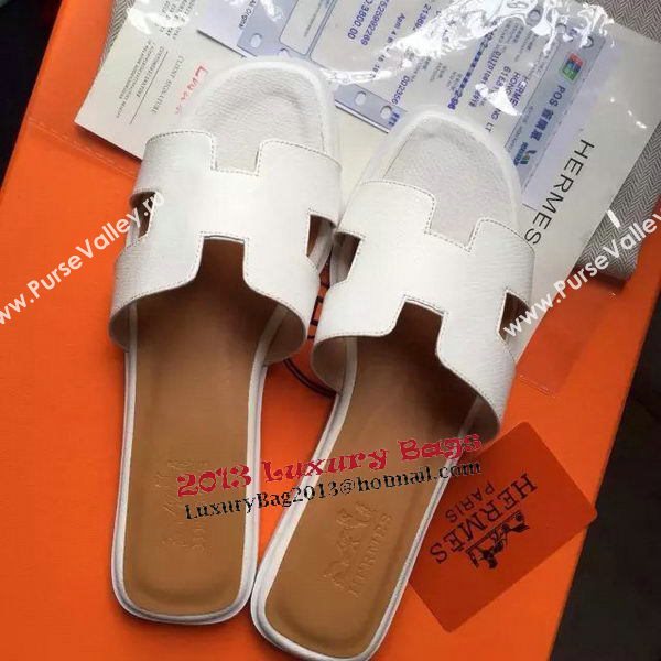 Hermes Slipper Calfskin Leather HO0476 White