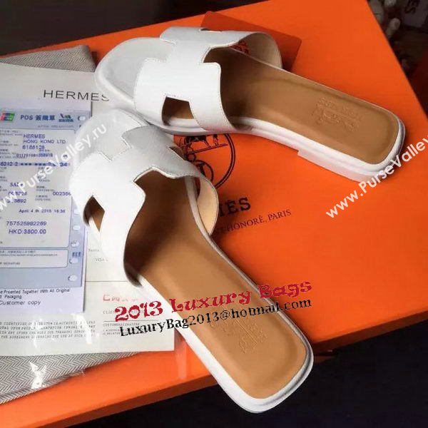 Hermes Slipper Calfskin Leather HO0476 White