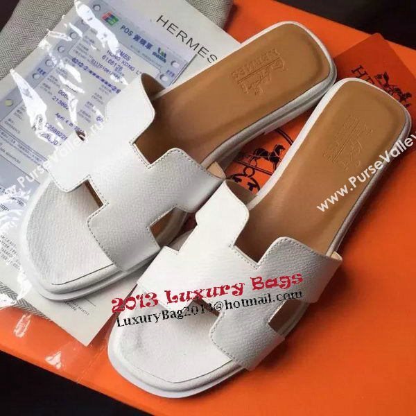 Hermes Slipper Calfskin Leather HO0476 White