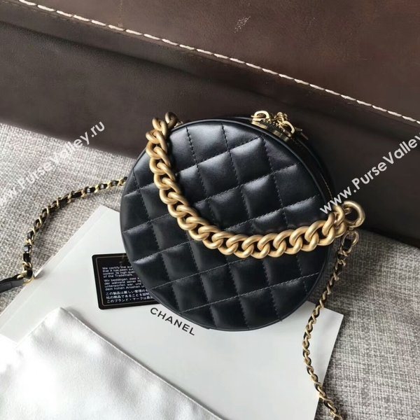 Chanel 2017 Fall Winter Original Calfskin Leather Cosmetics Case A8018 Black