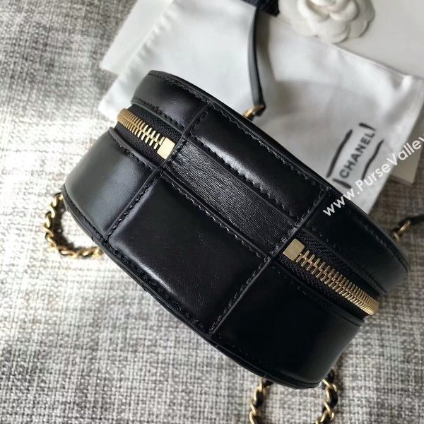 Chanel 2017 Fall Winter Original Calfskin Leather Cosmetics Case A8018 Black