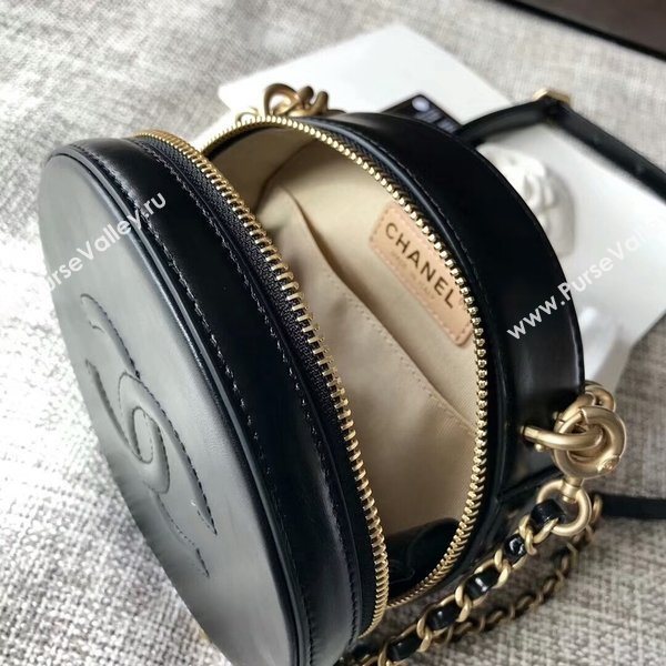 Chanel 2017 Fall Winter Original Calfskin Leather Cosmetics Case A8018 Black