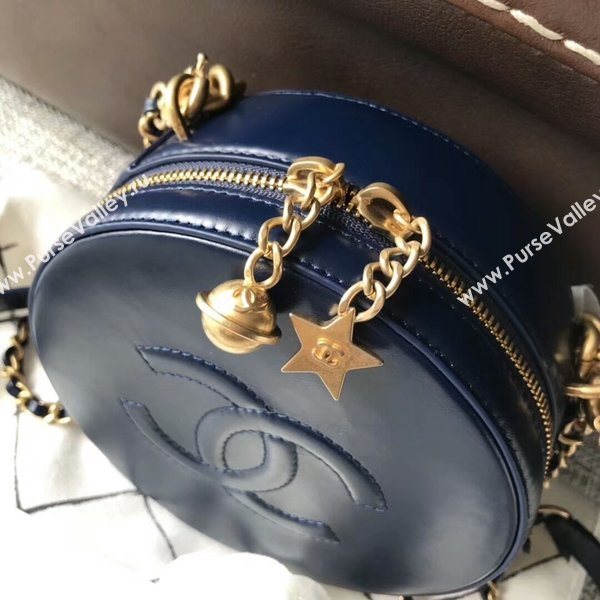Chanel 2017 Fall Winter Original Calfskin Leather Cosmetics Case A8018 Blue