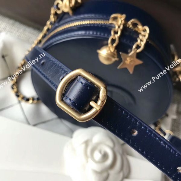 Chanel 2017 Fall Winter Original Calfskin Leather Cosmetics Case A8018 Blue