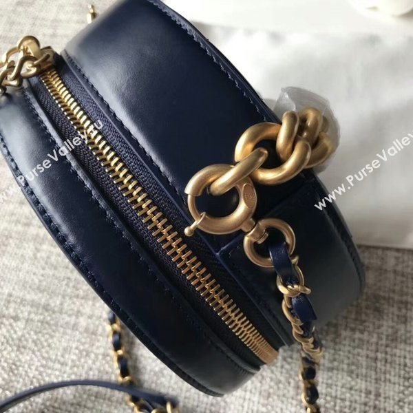 Chanel 2017 Fall Winter Original Calfskin Leather Cosmetics Case A8018 Blue