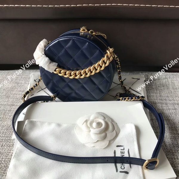 Chanel 2017 Fall Winter Original Calfskin Leather Cosmetics Case A8018 Blue