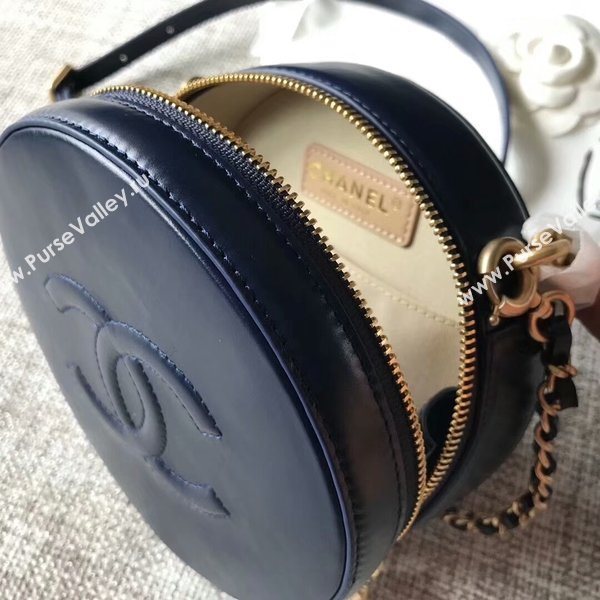 Chanel 2017 Fall Winter Original Calfskin Leather Cosmetics Case A8018 Blue