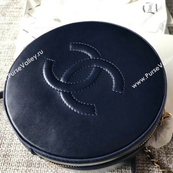 Chanel 2017 Fall Winter Original Calfskin Leather Cosmetics Case A8018 Blue