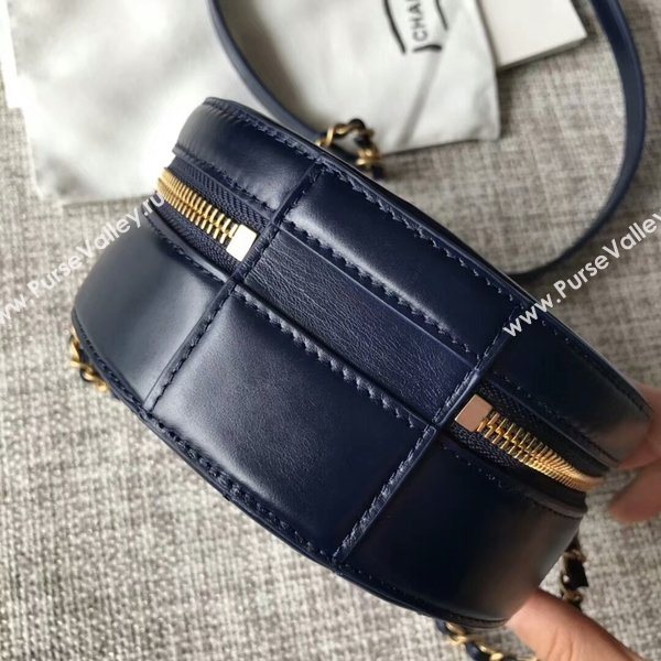 Chanel 2017 Fall Winter Original Calfskin Leather Cosmetics Case A8018 Blue