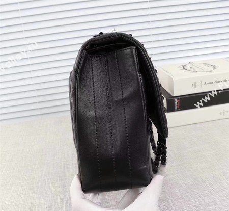 Chanel Maxi Classic Flap Bag Chevron Sheepskin Leather A58601 Black