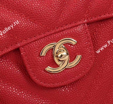 Chanel Maxi Quilted Classic Flap Bag Red Chevron Cannage Pattern A58601 Gold