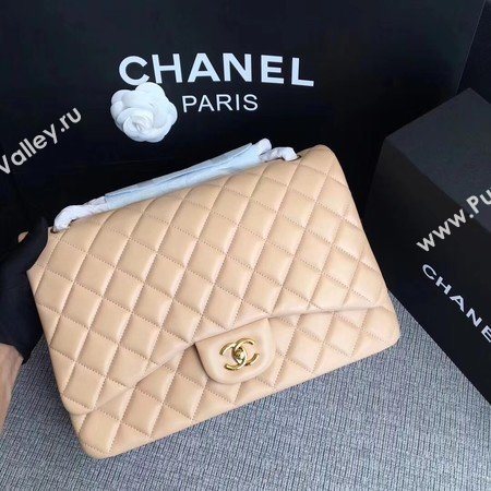 Chanel Maxi Quilted Classic Flap Bag Apricot Sheepskin Leather A58601 Gold