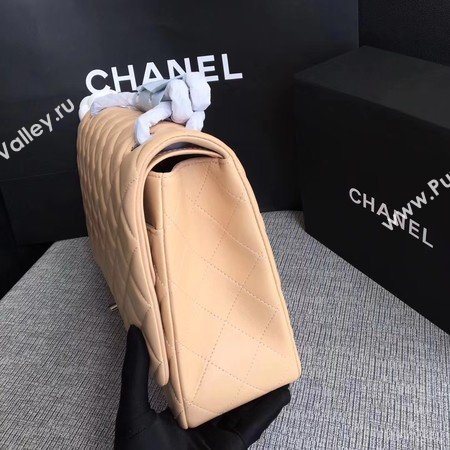 Chanel Maxi Quilted Classic Flap Bag Apricot Sheepskin Leather A58601 Silver