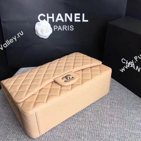 Chanel Maxi Quilted Classic Flap Bag Apricot Sheepskin Leather A58601 Silver