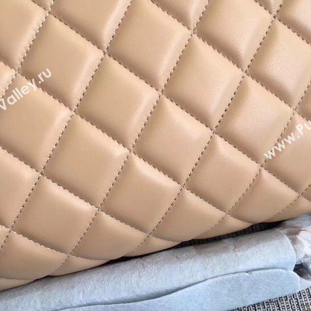 Chanel Maxi Quilted Classic Flap Bag Apricot Sheepskin Leather A58601 Silver