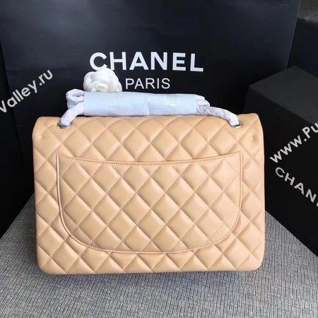 Chanel Maxi Quilted Classic Flap Bag Apricot Sheepskin Leather A58601 Silver