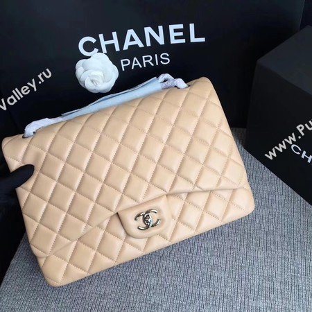 Chanel Maxi Quilted Classic Flap Bag Apricot Sheepskin Leather A58601 Silver