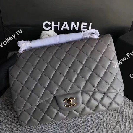 Chanel Maxi Quilted Classic Flap Bag Grey Sheepskin Leather A58601 Gold