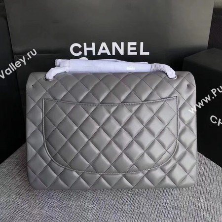 Chanel Maxi Quilted Classic Flap Bag Grey Sheepskin Leather A58601 Silver