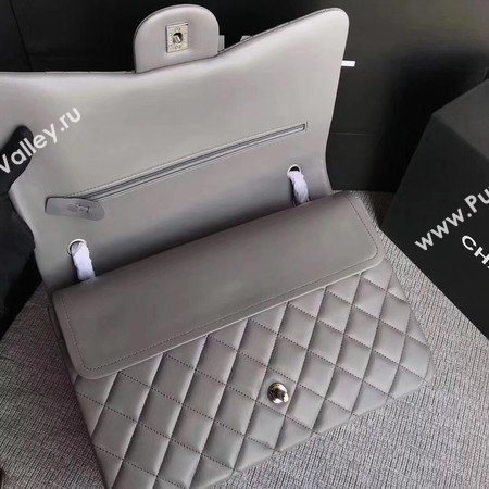 Chanel Maxi Quilted Classic Flap Bag Grey Sheepskin Leather A58601 Silver
