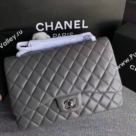 Chanel Maxi Quilted Classic Flap Bag Grey Sheepskin Leather A58601 Silver