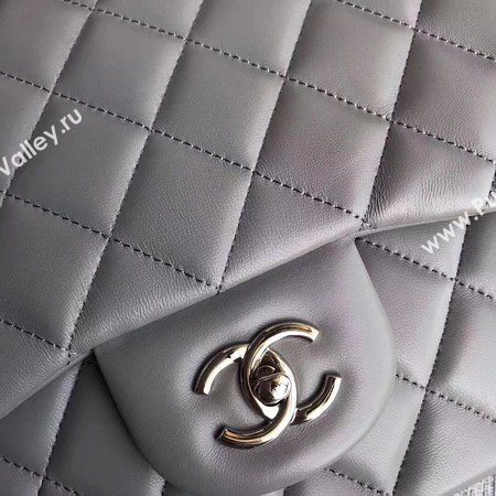 Chanel Maxi Quilted Classic Flap Bag Grey Sheepskin Leather A58601 Silver