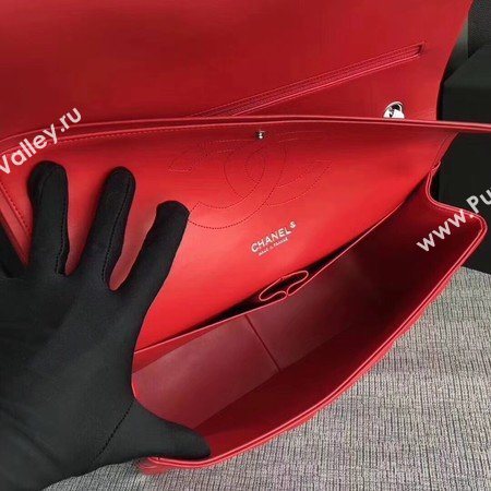 Chanel Maxi Quilted Classic Flap Bag Red Sheepskin Leather A58601 Silver