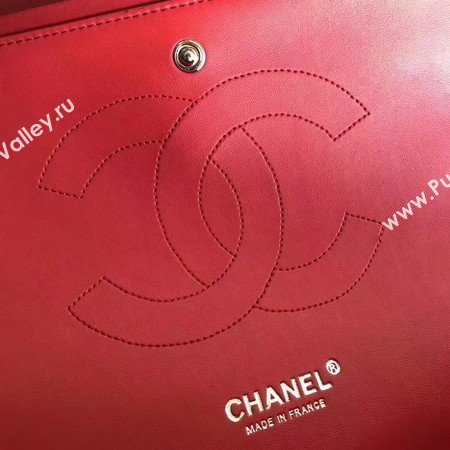 Chanel Maxi Quilted Classic Flap Bag Red Sheepskin Leather A58601 Silver