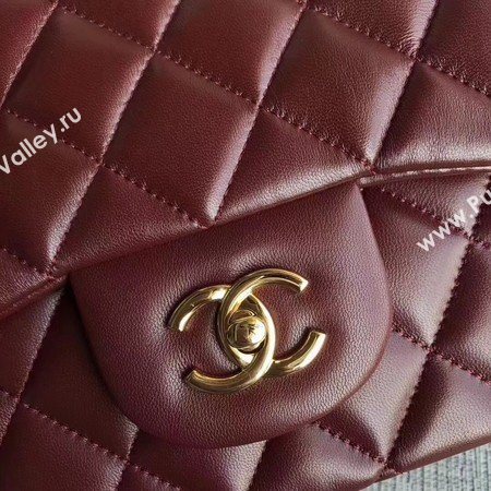 Chanel Maxi Quilted Classic Flap Bag Wine Sheepskin Leather A58601 Gold
