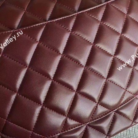 Chanel Maxi Quilted Classic Flap Bag Wine Sheepskin Leather A58601 Gold