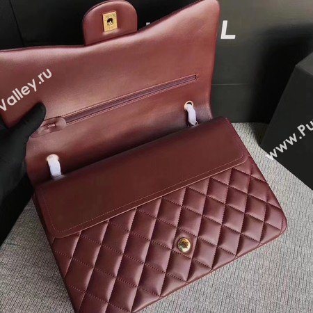 Chanel Maxi Quilted Classic Flap Bag Wine Sheepskin Leather A58601 Gold