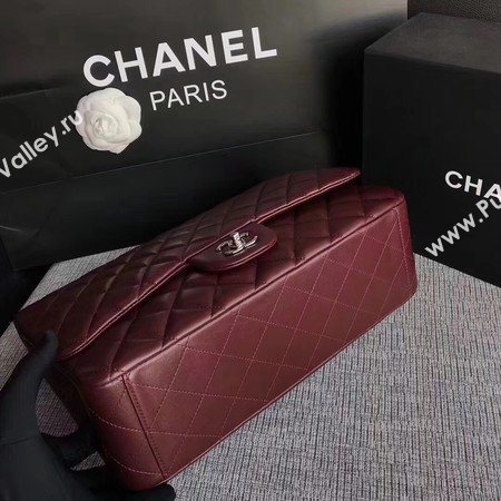 Chanel Maxi Quilted Classic Flap Bag Wine Sheepskin Leather A58601 Silver