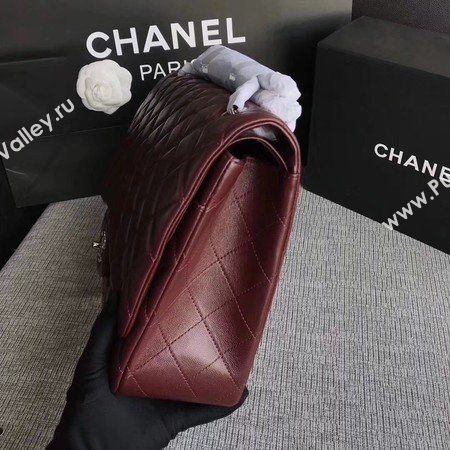 Chanel Maxi Quilted Classic Flap Bag Wine Sheepskin Leather A58601 Silver