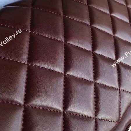 Chanel Maxi Quilted Classic Flap Bag Wine Sheepskin Leather A58601 Silver