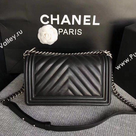 Boy Chanel Flap Bag Original Chevron Leather A67086V Black