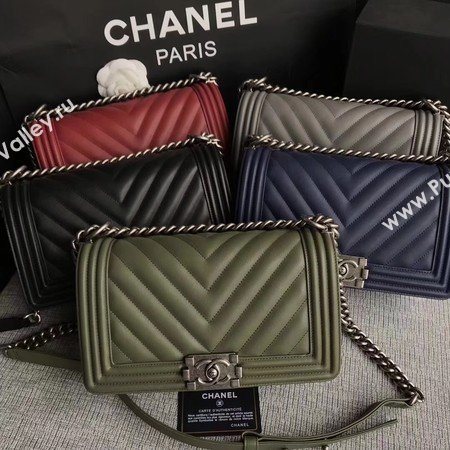 Boy Chanel Flap Bag Original Chevron Leather A67086V Blue