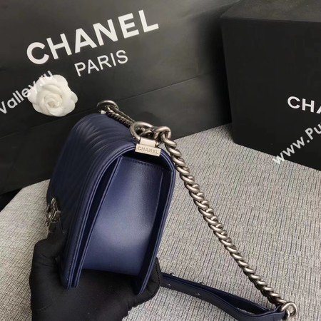 Boy Chanel Flap Bag Original Chevron Leather A67086V Blue