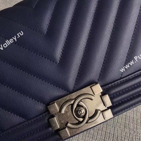 Boy Chanel Flap Bag Original Chevron Leather A67086V Blue