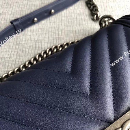 Boy Chanel Flap Bag Original Chevron Leather A67086V Blue