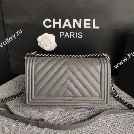 Boy Chanel Flap Bag Original Chevron Leather A67086V Grey